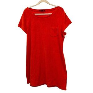 Lands' End orange coral red terry cloth t-shirt dress L
